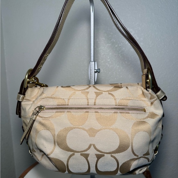 Elegant Cream and Brown Designer Shoulder Bag - Picture 7 of 9